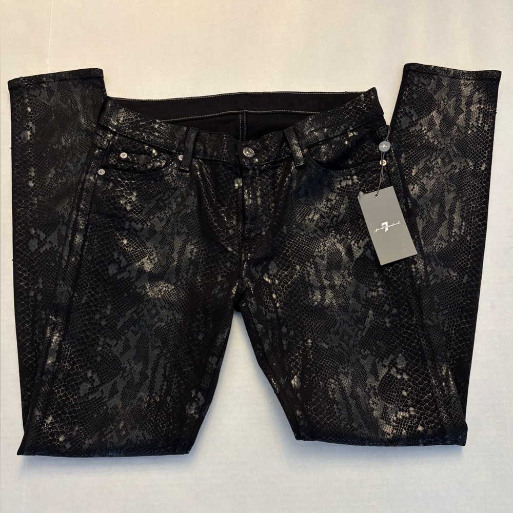 7 For All Mankind black snakeskin skinny jeans. Size 31